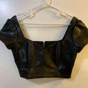 Akira leather crop top
